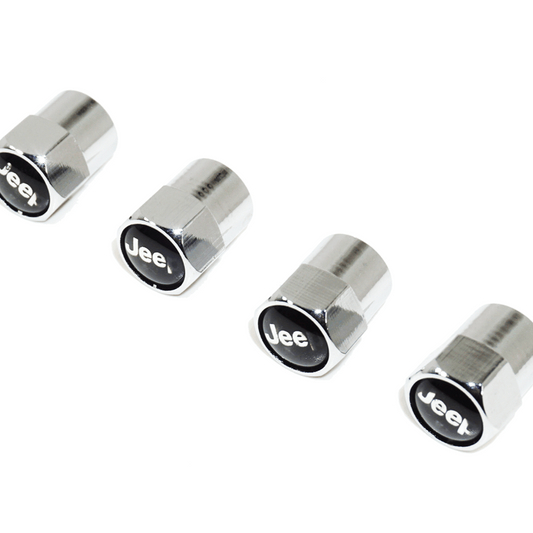 Chrome Valve Stem Tire Caps, Style: Jeep (Wrangler Compass Patriot Wagoneer)