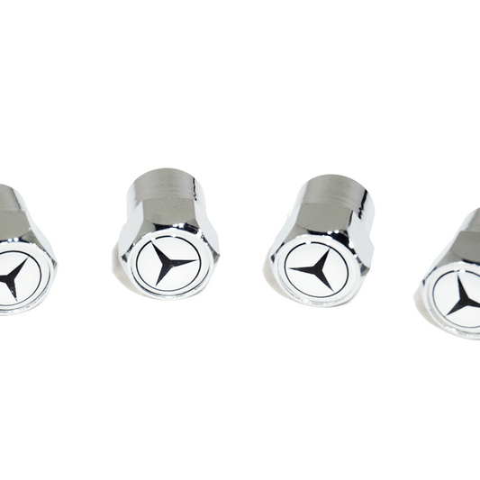 Chrome Valve Stem Tire Caps, Style: Mercedes