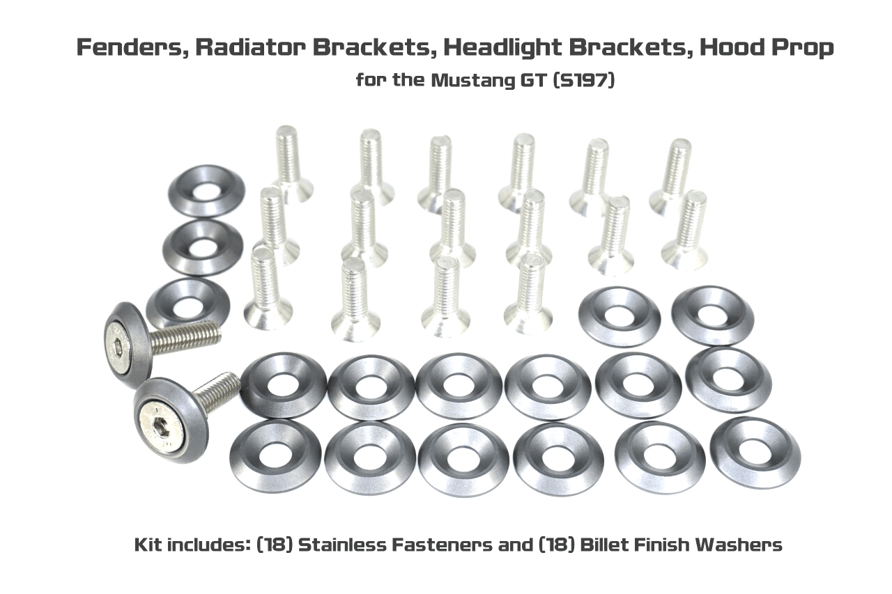 ZSPEC "Stage 3" Dress Up Bolts® Fastener Kit for '11-14 Ford Mustang V6 S197, Stainless & Billet