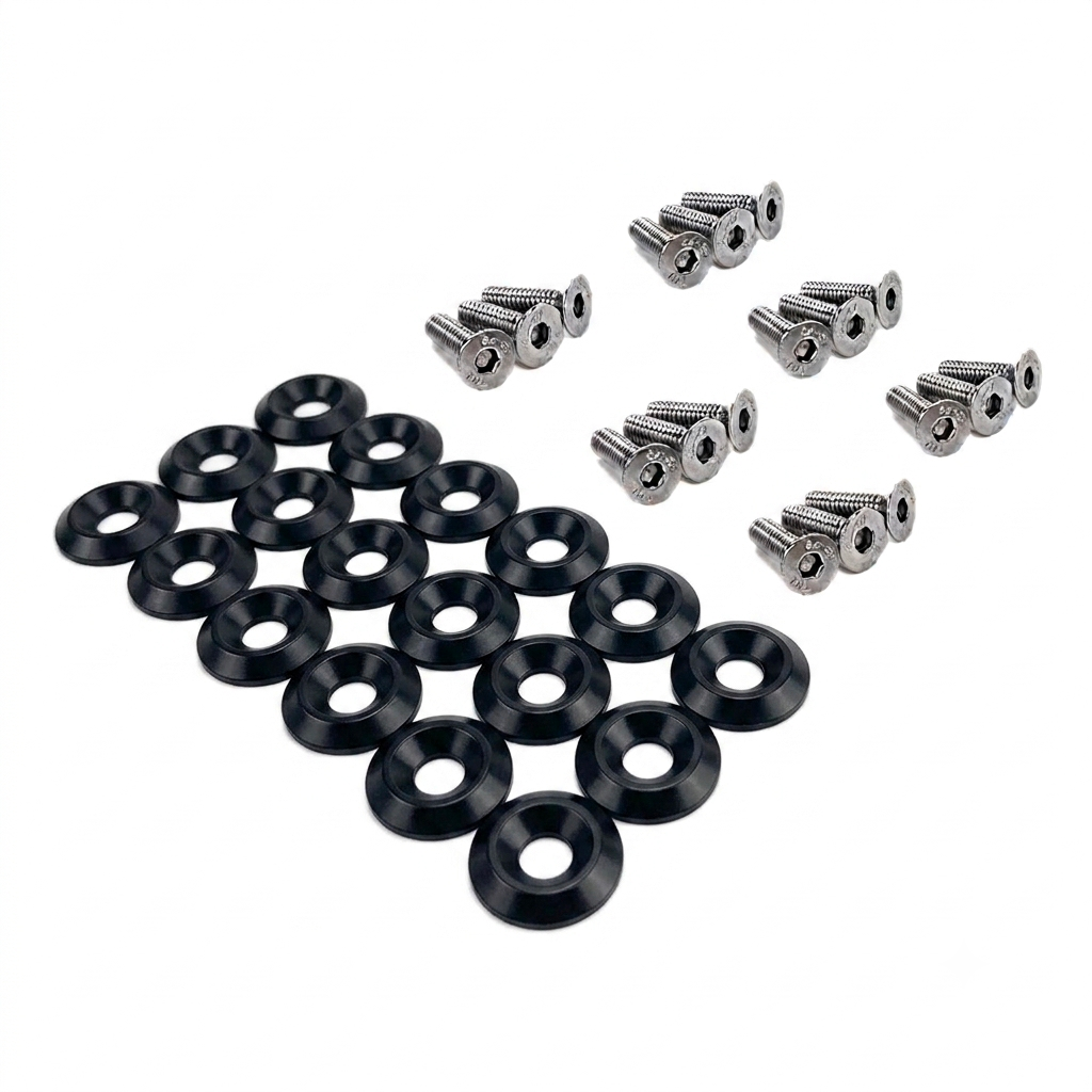 ZSPEC Fenders-Rad-Brackets-Hood-Prop-Headlights Fasteners for '05-14 S197 Ford Mustang, Stainless & Billet