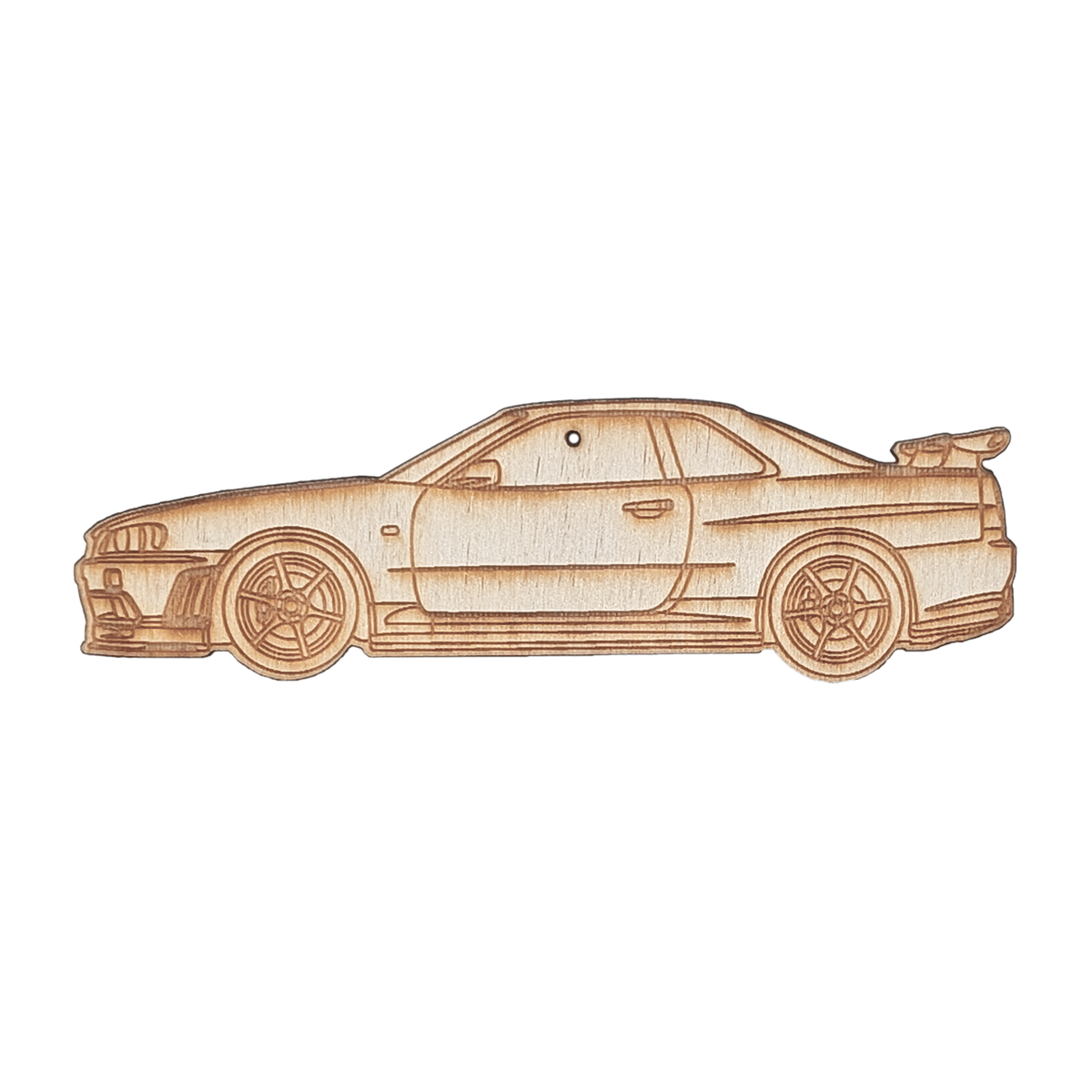 ZSPEC Laser-Engraved Birch Ornament, Style: Nissan GTR R34, ~5-inch Wide