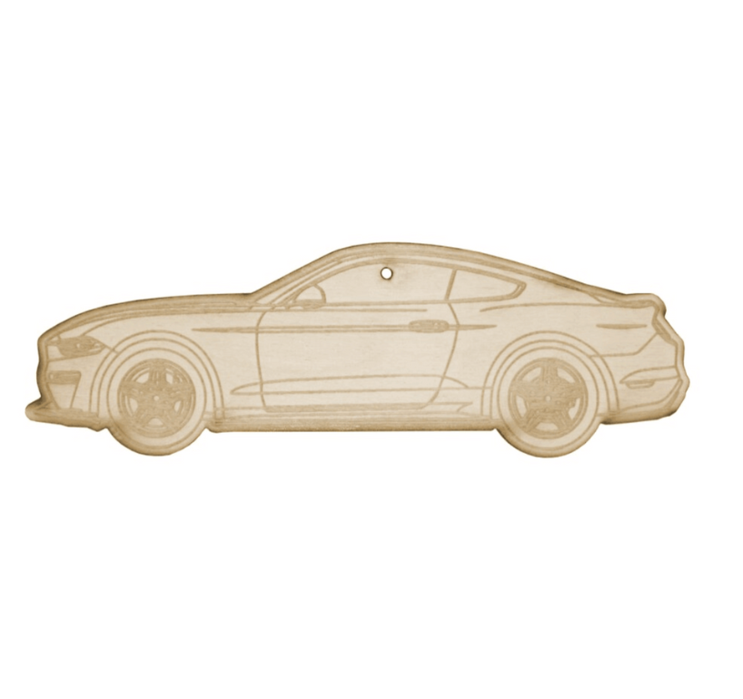 ZSPEC Laser-Engraved Wood Ornament, Style: Ford Mustang Late-Model, Birch, ~5"