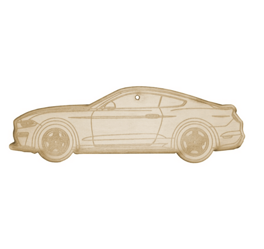 ZSPEC Laser-Engraved Wood Ornament, Style: Ford Mustang Late-Model, Birch, ~5"