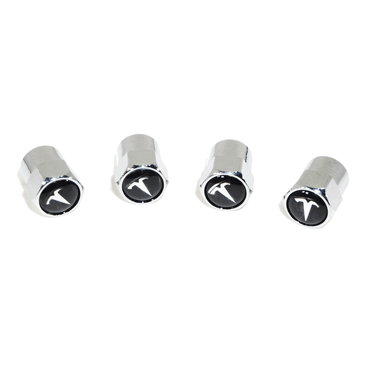 Chrome Valve Stem Tire Caps, Style: Tesla