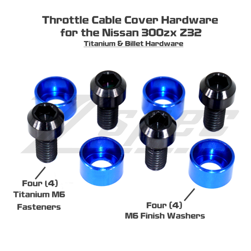 ZSPEC Throttle Cable Cover Fasteners for '90-96 Nissan 300zx Z32, Titanium & Billet