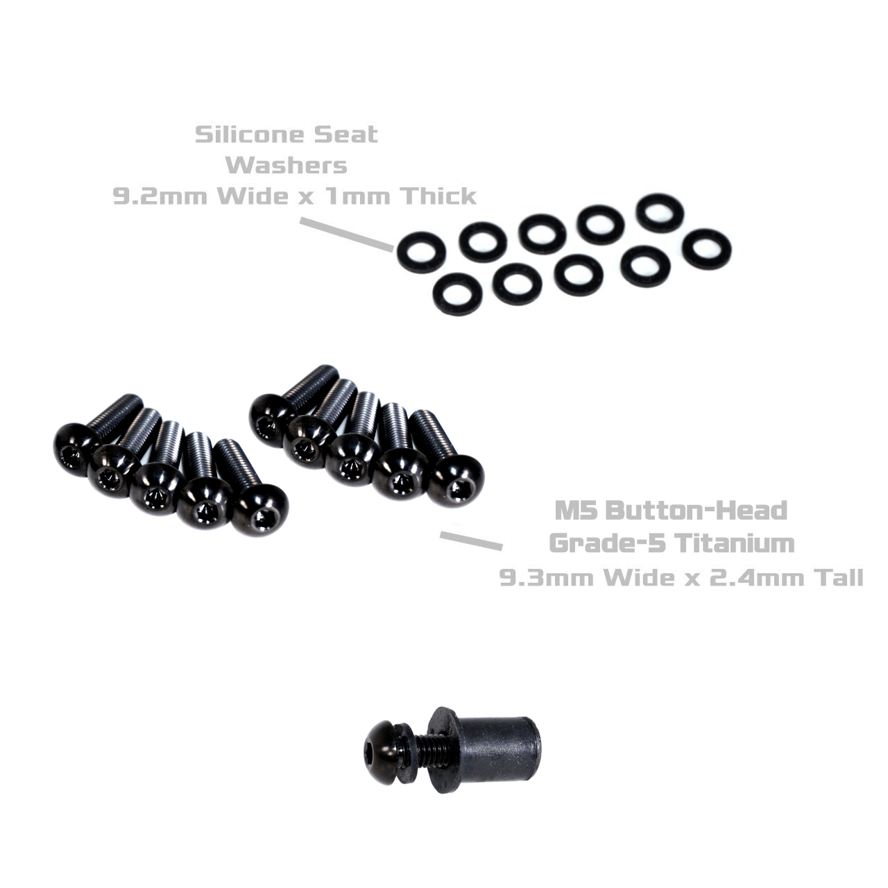 ZSPEC Button-Head Body Kit Fastener, M5x25mm w/ Well Nut, Titanium, per Each