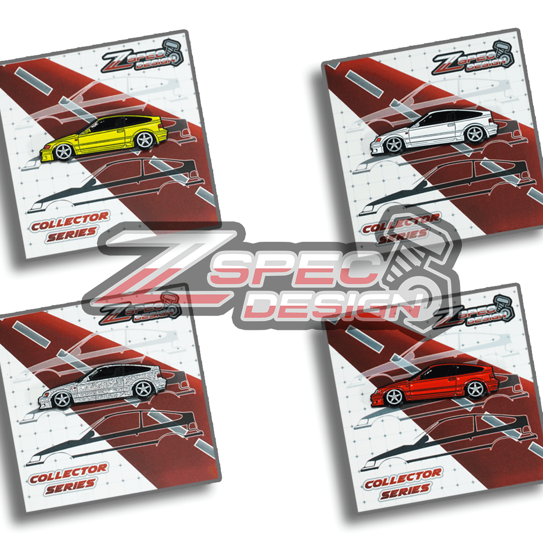 Honda CRX (Red/White/Yellow/Glitter-Silver) Collector Lapel/Hat Pin - ZSPEC Design
