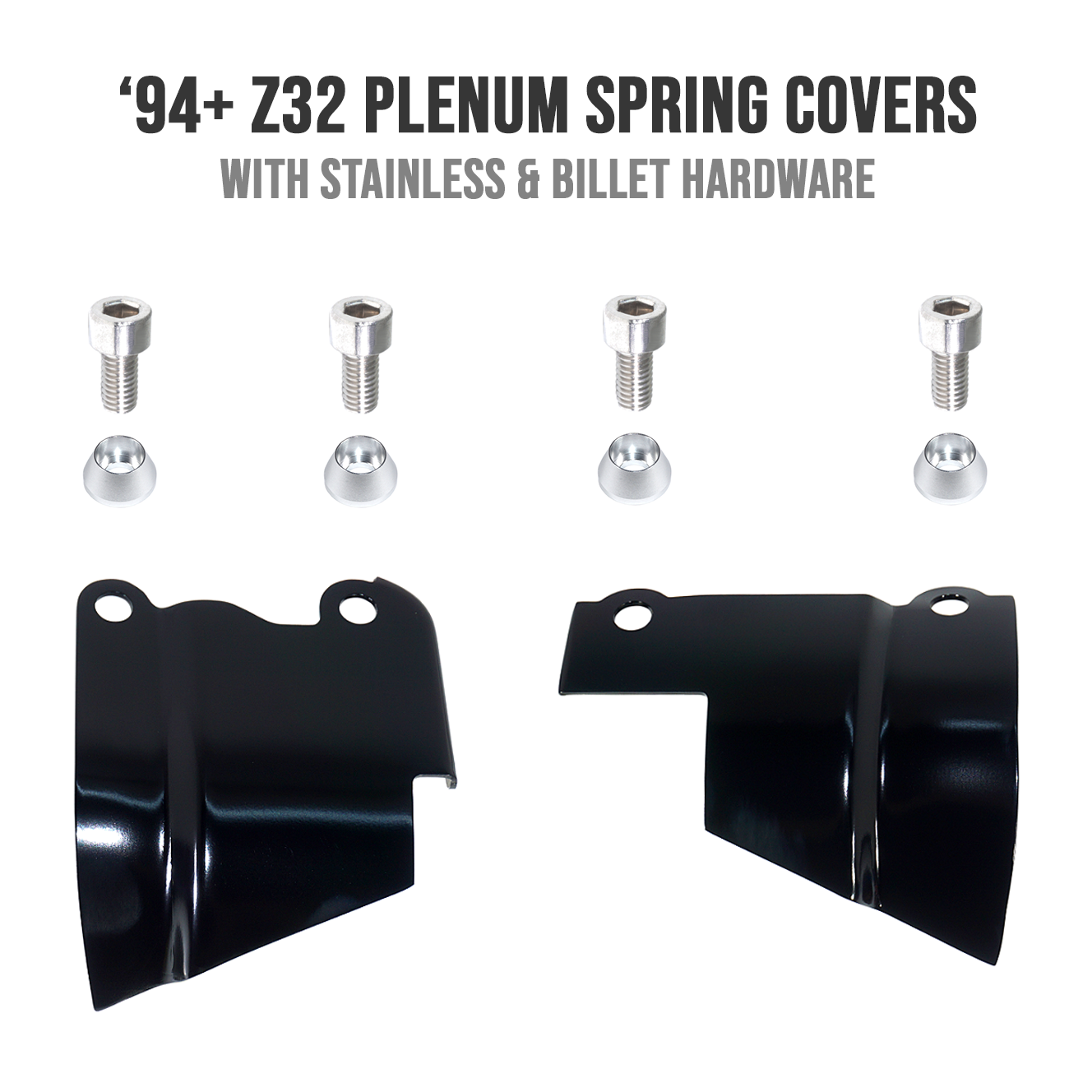 ZSPEC Black Throttle Spring Covers for '94-96 300zx Z32 Plenums, Powdercoated Stainless