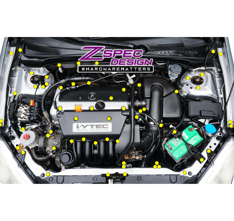 ZSPEC "Stage 3" Dress Up Bolts® Fastener Kit for '01-07 Acura RSX 2.0L, Stainless & Billet