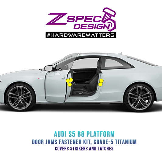 ZSPEC Dress Up Bolts® Door Strikers & Latches Fasteners for Audi S5 B8 EA837 3.0L, Titanium
