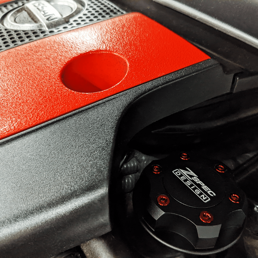ZSPEC Billet Oil Filler Cap for Nissan/Infiniti/Datsun, Black Cap w/ Titanium Accent