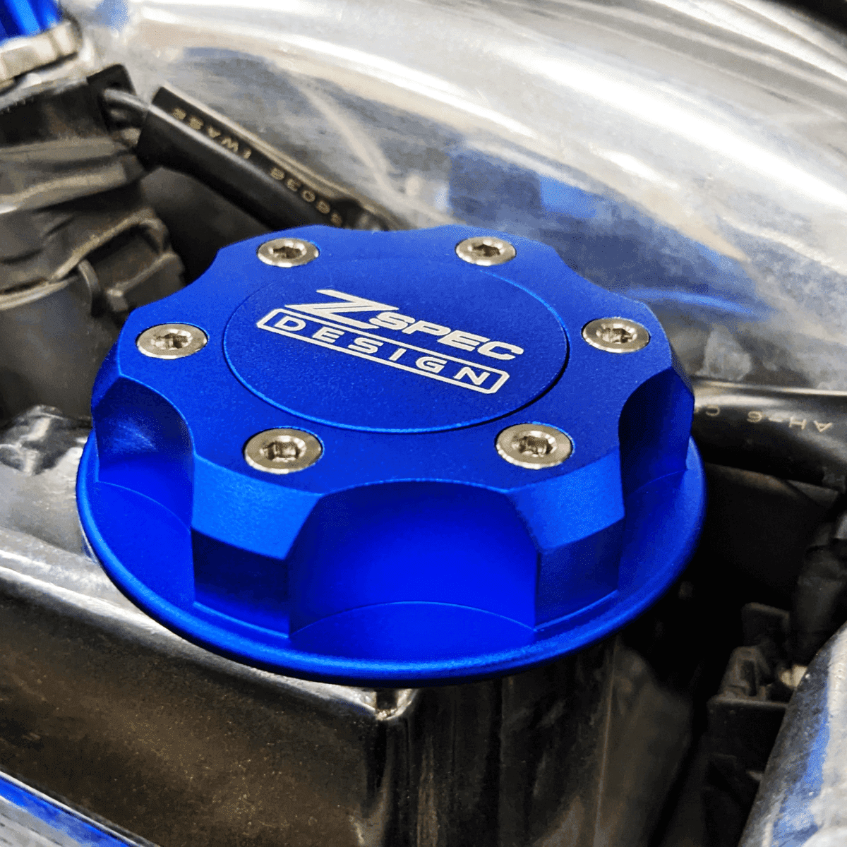 ZSPEC Billet Oil Filler Cap for Nissan/Infiniti/Datsun, Blue Cap w/ Titanium Accents