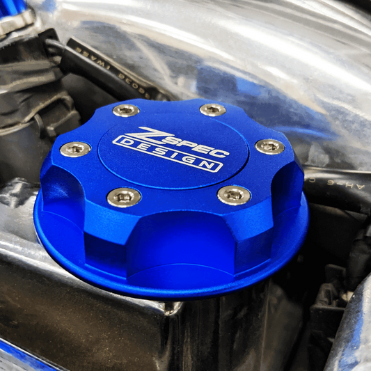 ZSPEC Billet Oil Filler Cap for Nissan/Infiniti/Datsun, Blue Cap w/ Titanium Accents