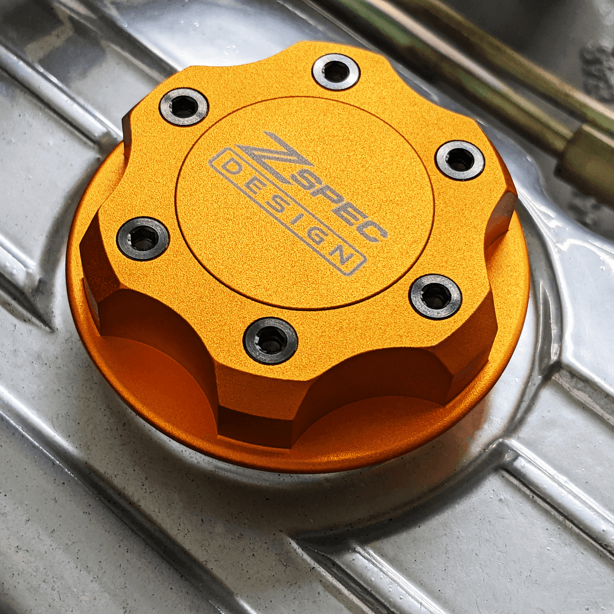 ZSPEC Billet Oil Filler Cap for Nissan/Infiniti/Datsun, Orange-Gold Cap w/Titanium Accents