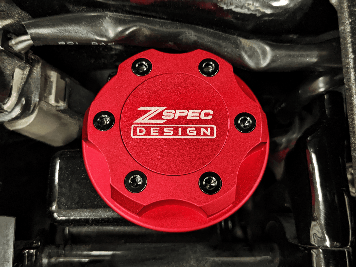 ZSPEC Billet Oil Filler Cap for Nissan/Infiniti/Datsun, Red Cap w/ Titanium Accents