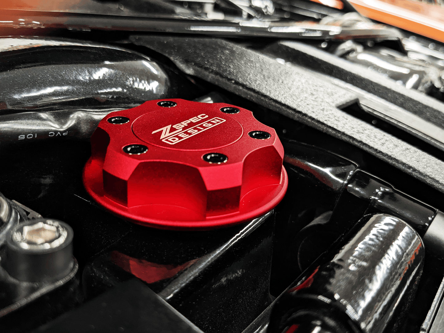 ZSPEC Billet Oil Filler Cap for Nissan/Infiniti/Datsun, Red Cap w/ Titanium Accents