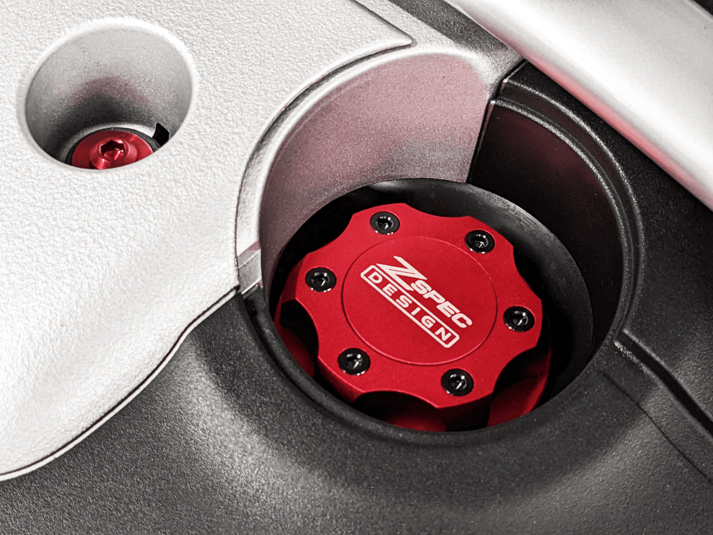 ZSPEC Billet Oil Filler Cap for Nissan/Infiniti/Datsun, Red Cap w/ Titanium Accents