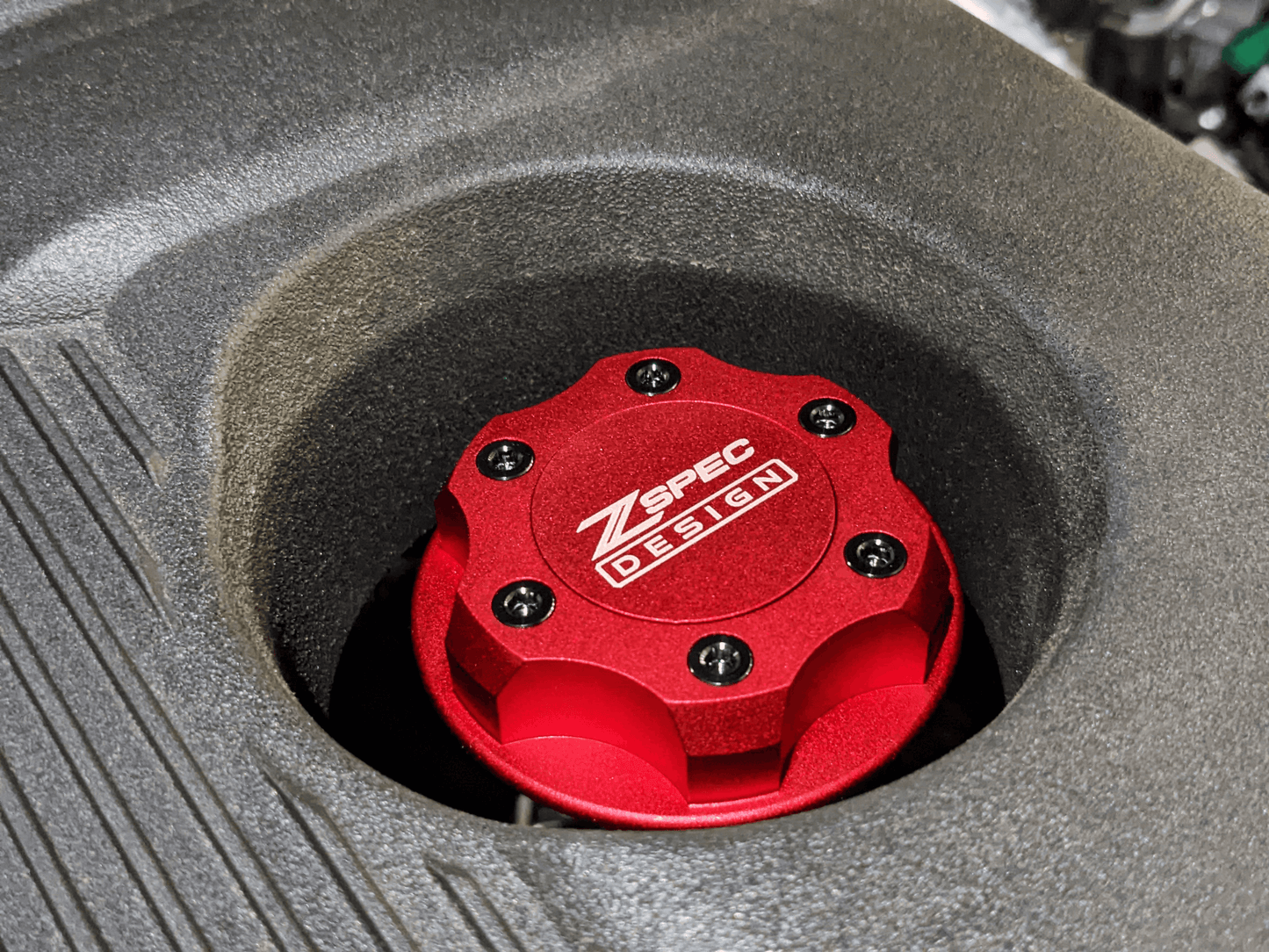 ZSPEC Billet Oil Filler Cap for Nissan/Infiniti/Datsun, Red Cap w/ Titanium Accents