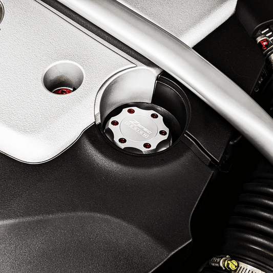 ZSPEC Billet Oil Filler Cap for Nissan/Infiniti/Datsun, Silver Cap w/ Titanium Accents