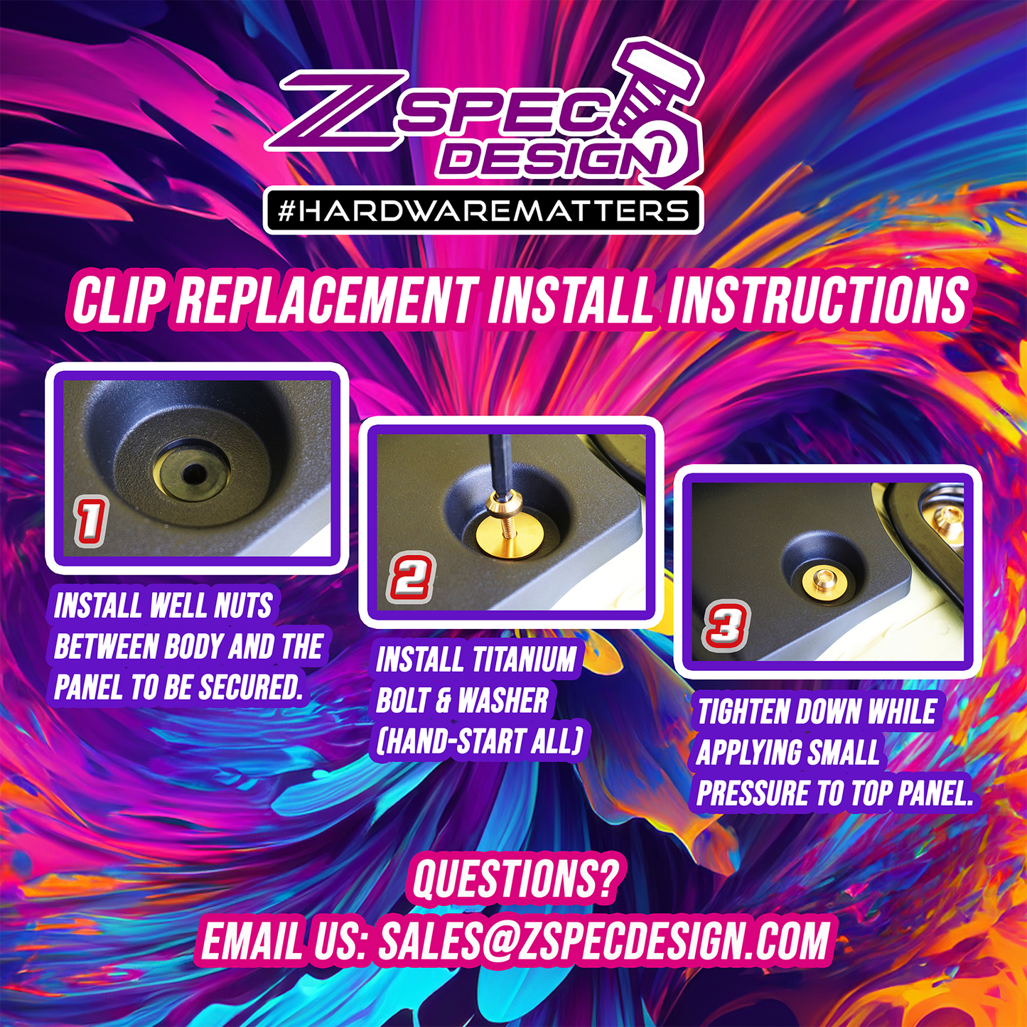 ZSPEC Clip-Replacement Fastener Solution, M5x22mm w/ Well Nut, Per Each