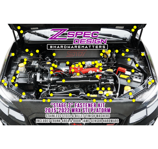 ZSPEC "Stage 3" Dress Up Bolts® Fastener Kit for '15-21 Subaru WRX & STI, Stainless & Billet