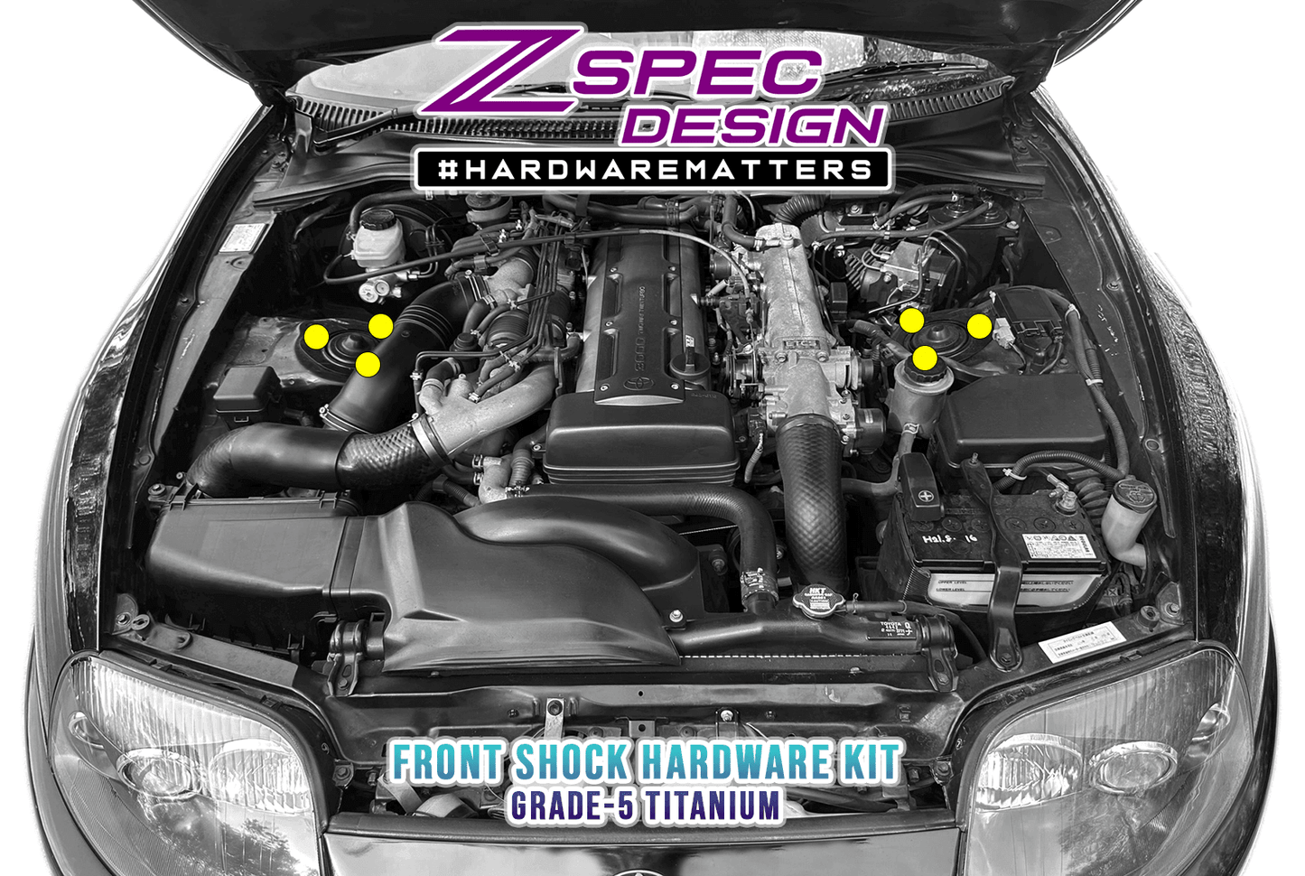 ZSPEC Front Shocks Fastener Kit for '93-02 Toyota Supra MKIV, Titanium
