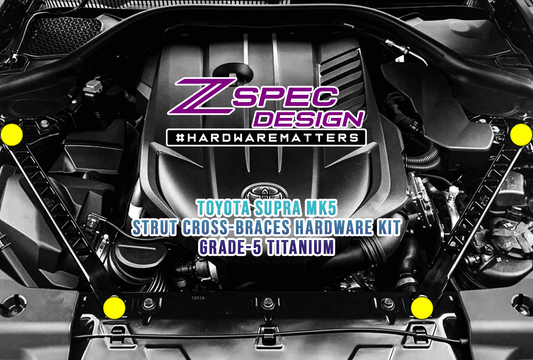 ZSPEC Front Strut Cross-Braces Fasteners for '20+ Toyota Supra MKV GR A90, Titanium