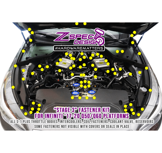 ZSPEC "Stage 3" Dress Up Bolts® Fastener Kit for Infiniti Q50/Q60 w/VR30DDTT, Stainless & Billet