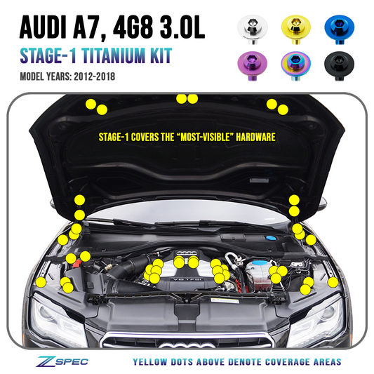 ZSPEC "Stage 1" Dress Up Bolts® Fastener Kit for '12-18 Audi A7 4G8 3.0L, Titanium
