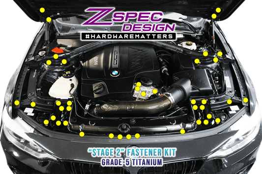ZSPEC "Stage 2" Dress Up Bolts® Fastener Kit for '14-19 BMW 435i F32 3.0T, Titanium