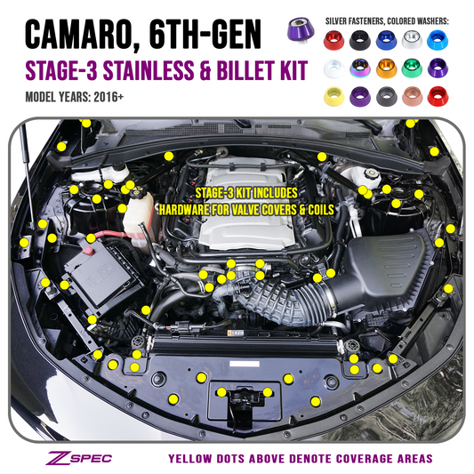 ZSPEC "Stage 3" Dress Up Bolts® Fastener Kit for '16+ Chevy V8 Camaro SS, Stainless & Billet