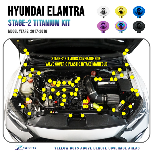 ZSPEC "Stage 2" Dress Up Bolts® Fastener Kit for '17-18 Hyundai Elantra, Titanium