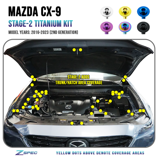 ZSPEC "Stage 2" Dress Up Bolts® Fastener Kit for '16-23 Mazda CX-9, Titanium