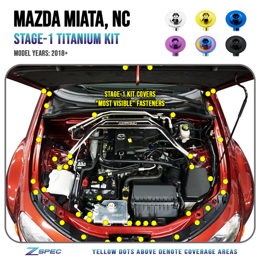 ZSPEC "Stage 1" Dress Up Bolts® Fastener Kit for '23+ Mitsubishi Mirage, Titanium