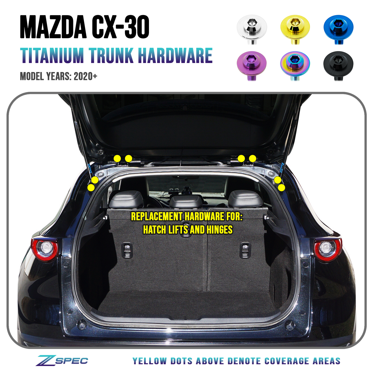 ZSPEC Trunk-Area Fastener Kit for the 2020+ Mazda CX-30, Titanium