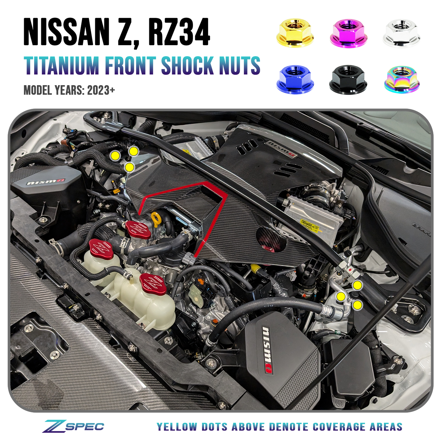 ZSPEC Shock Tower Nuts for '23+ Nissan Z RZ34, Titanium