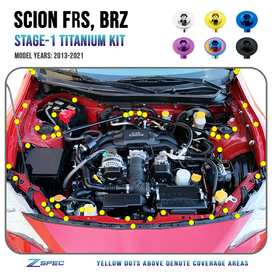 ZSPEC "Stage 1" Dress Up Bolts® Fastener Kit for Scion FRS, Subaru BRZ, Toyota 86 '13-21, Titanium