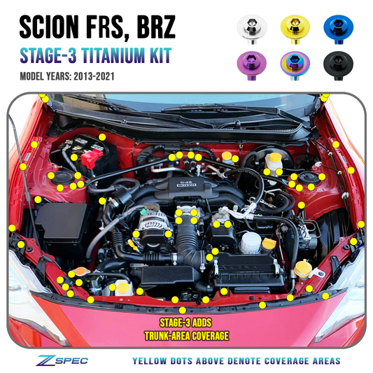 ZSPEC "Stage 3" Dress Up Bolts® Fastener Kit for Scion FRS, Subaru BRZ, Toyota 86 '13-21, Titanium