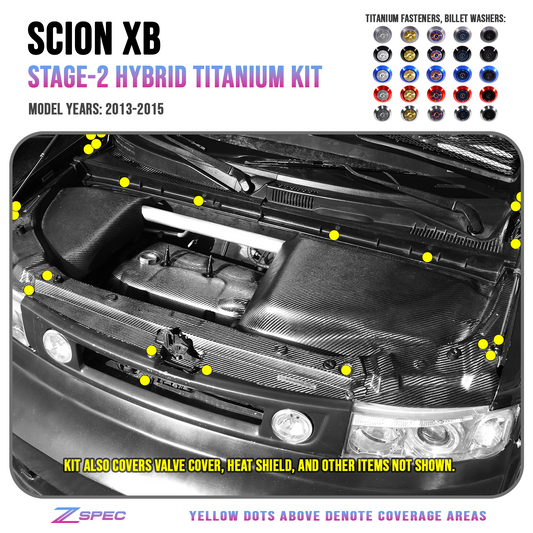 ZSPEC "Stage 3" Dress Up Bolts® Fastener Kit for '03-15 Scion xB, Titanium & Billet