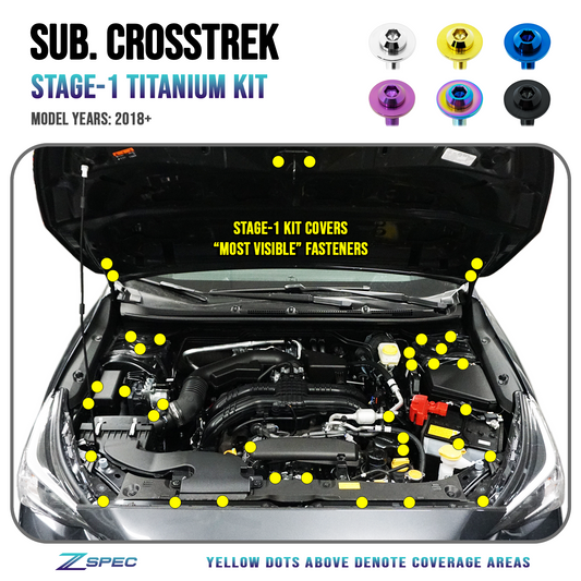ZSPEC "Stage 1" Dress Up Bolts® Fastener Kit for '18-24 Subaru CrossTrek, Titanium