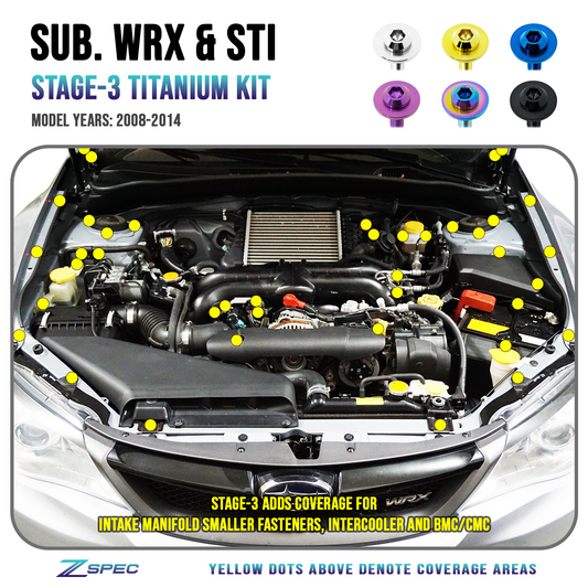 ZSPEC "Stage 3" Dress Up Bolts® Fastener Kit for '08-14 Subaru WRX & STi, Titanium