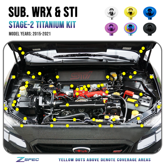ZSPEC "Stage 2" Dress Up Bolts® Fastener Kit for '15-21 Subaru WRX & STI, Grade-5 Titanium