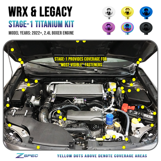 ZSPEC "Stage 1" Dress Up Bolts® Fastener Kit for '22+ Subaru WRX & Legacy, Titanium