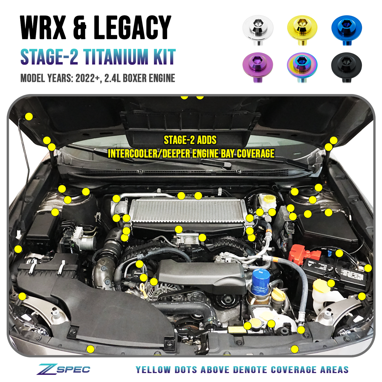 ZSPEC "Stage 2" Fastener Kit for '22+ Subaru WRX & Legacy, Titanium