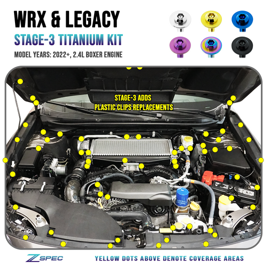 ZSPEC "Stage 3" Dress Up Bolts® Fastener Kit for '22+ Subaru WRX & Legacy, Titanium
