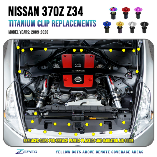 ZSPEC Plastic-Clips Replacement Kit for '09-20 Nissan 370z Z34, Grade-5 Titanium