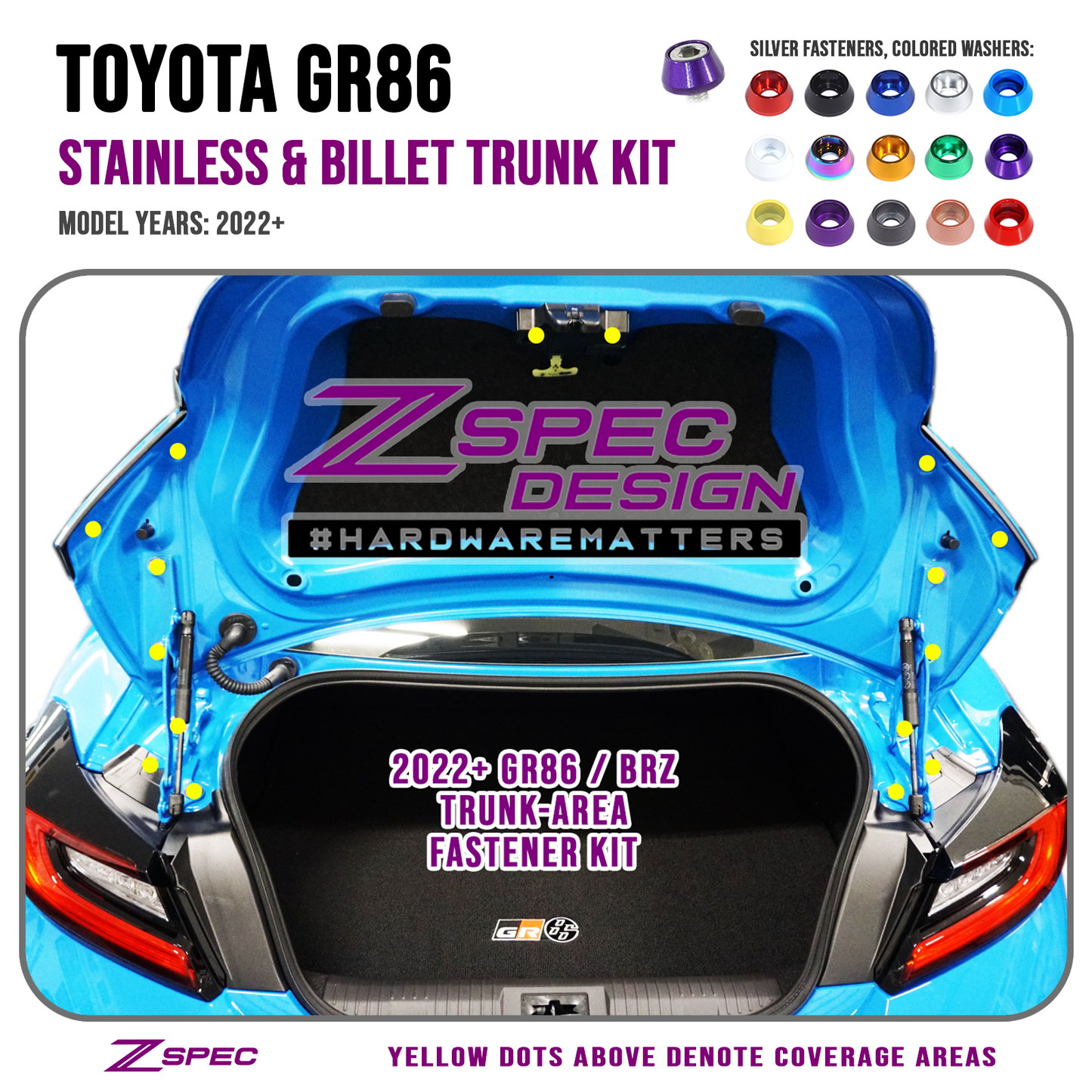 ZSPEC "Stage 3" Dress Up Bolts® Fastener Kit for '22+ Toyota GR86 & Subaru BRZ, Stainless & Billet