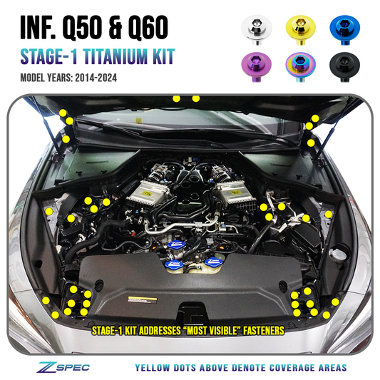 ZSPEC "Stage 1" Dress Up Bolts® Fastener Kit for Infiniti Q50/Q60 w/VR30DDTT, Titanium