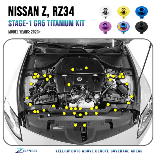 ZSPEC "Stage 1" Dress Up Bolts® Hardware Kit for Nissan Z RZ34, Titanium