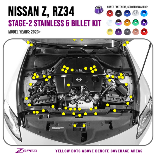 ZSPEC "Stage 2" Dress Up Bolts® Hardware Kit for Nissan Z RZ34, Stainless & Billet
